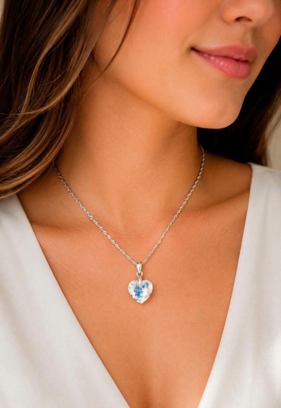Collar Amor Plata 925 Cristal Swarovski® Aurora Boreal-4