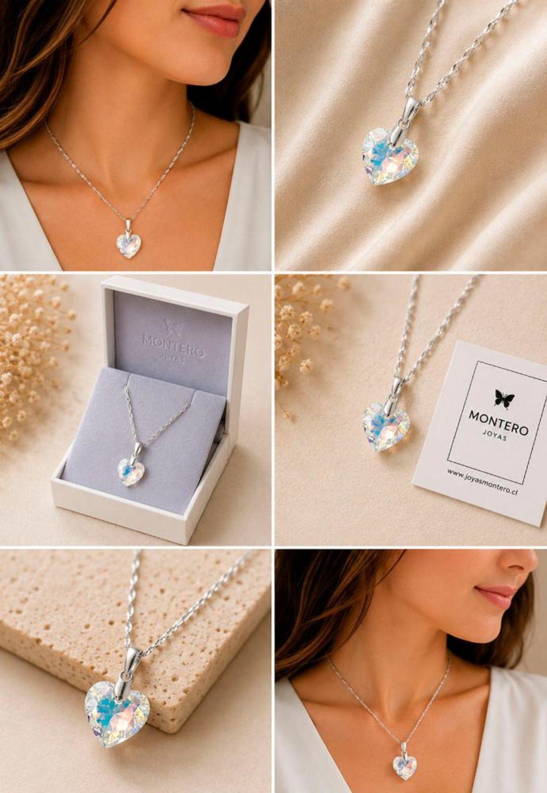 Collar Amor Plata 925 Cristal Swarovski® Aurora Boreal-6