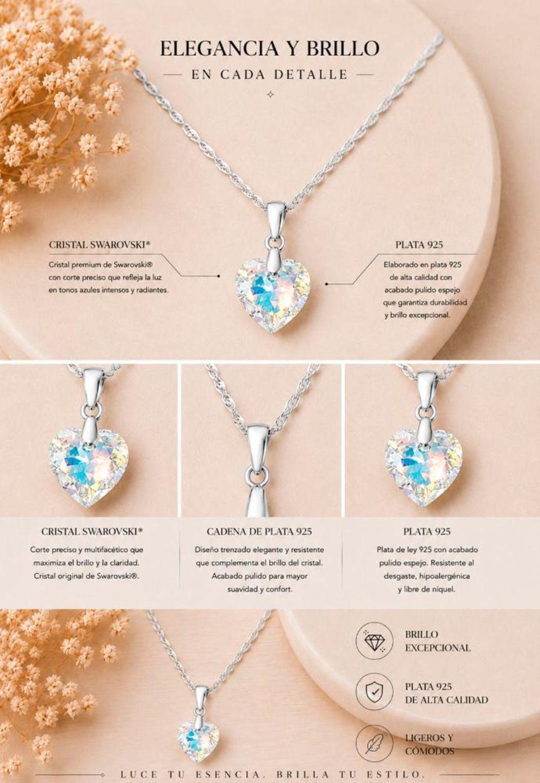 Collar Amor Plata 925 Cristal Swarovski® Aurora Boreal-7