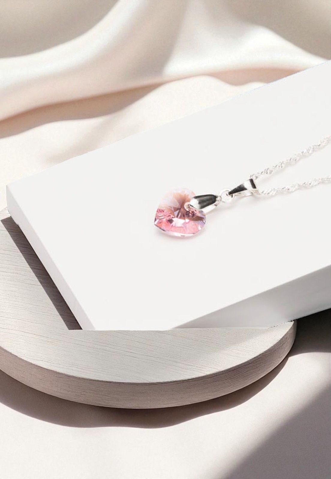 Collar Romance Plata Italiana 925 Cristal Genuino Rose Shimmer-2
