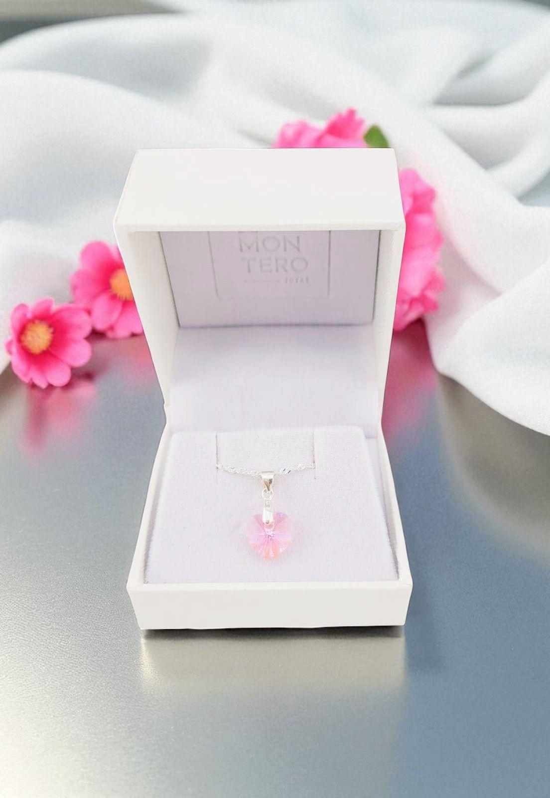 Collar Romance Plata Italiana 925 Cristal Genuino Rose Shimmer-4