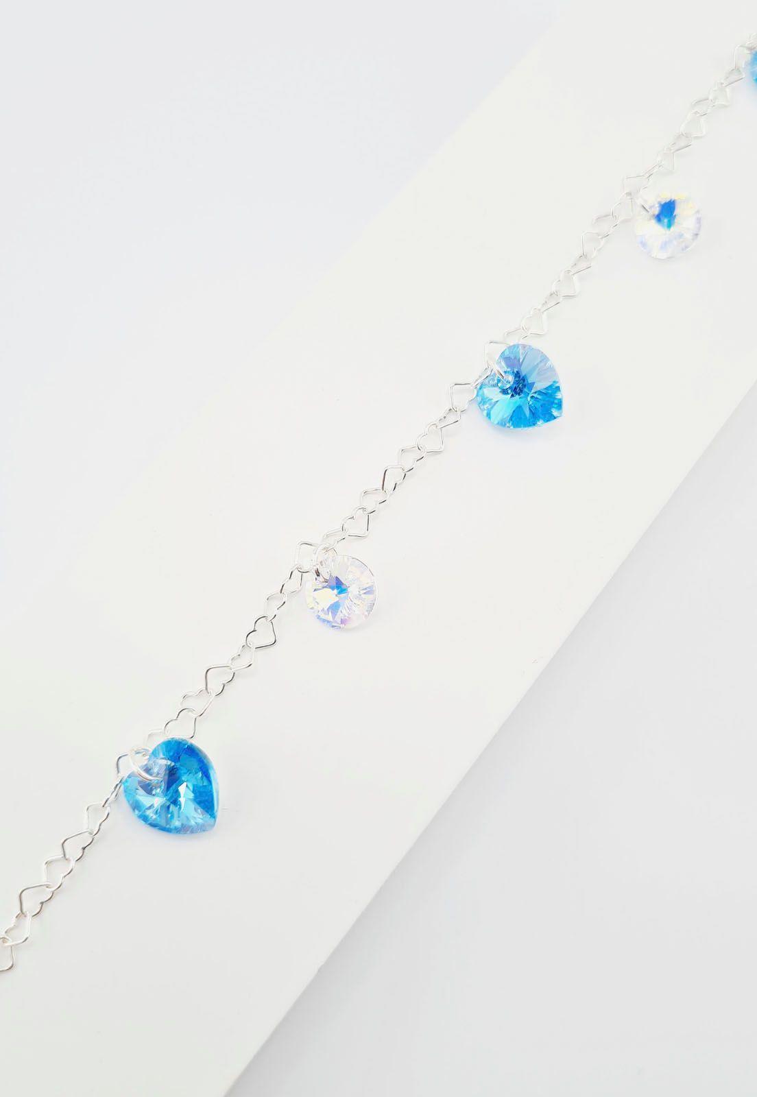 Pulsera Romance Plata italiana 925 Cristales Genuinos Aquamarine-2