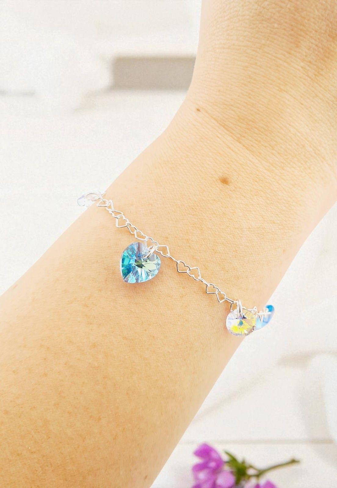Pulsera Romance Plata italiana 925 Cristal Genuino Aquamarine-2