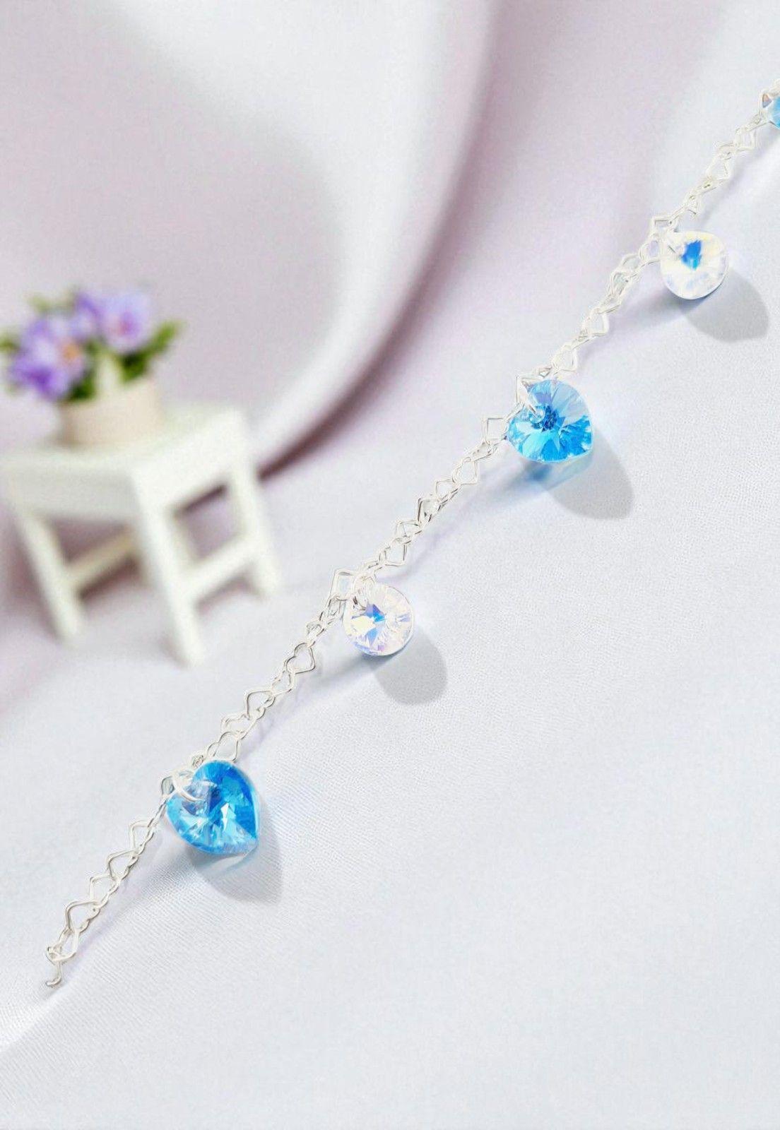 Pulsera Romance Plata italiana 925 Cristal Genuino Aquamarine-3