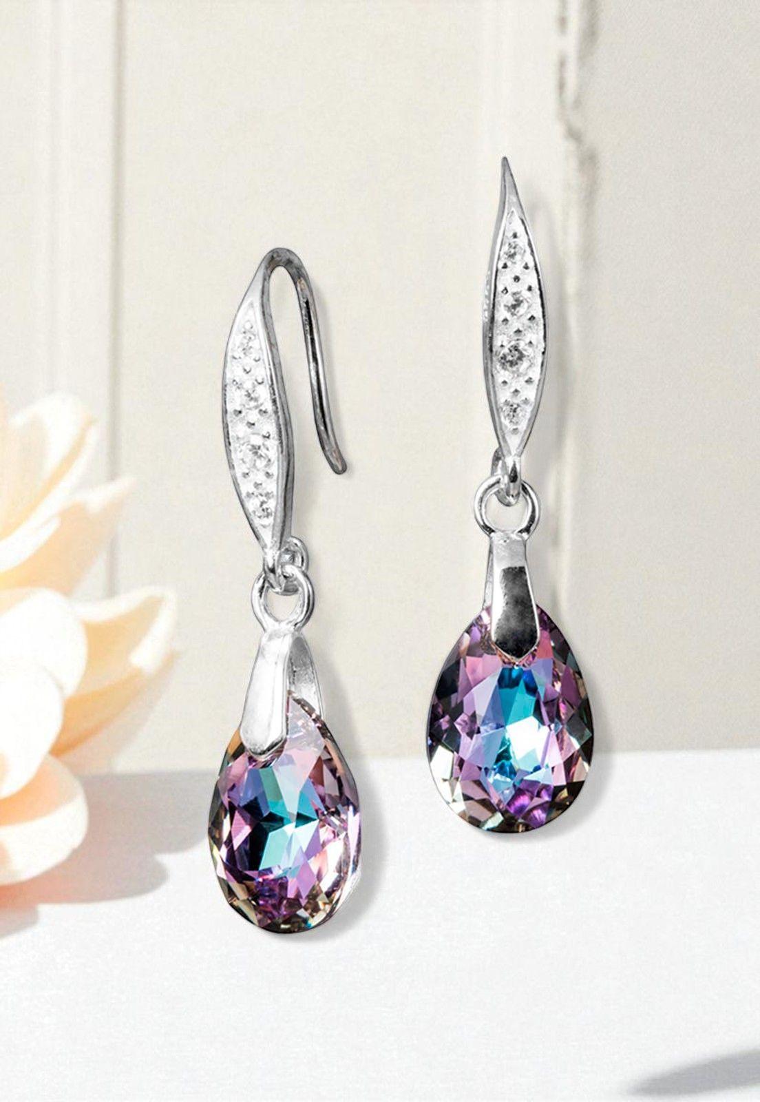 Aros Capricho Plata Italiana 925 Cristal Genuino Vitral Light-1