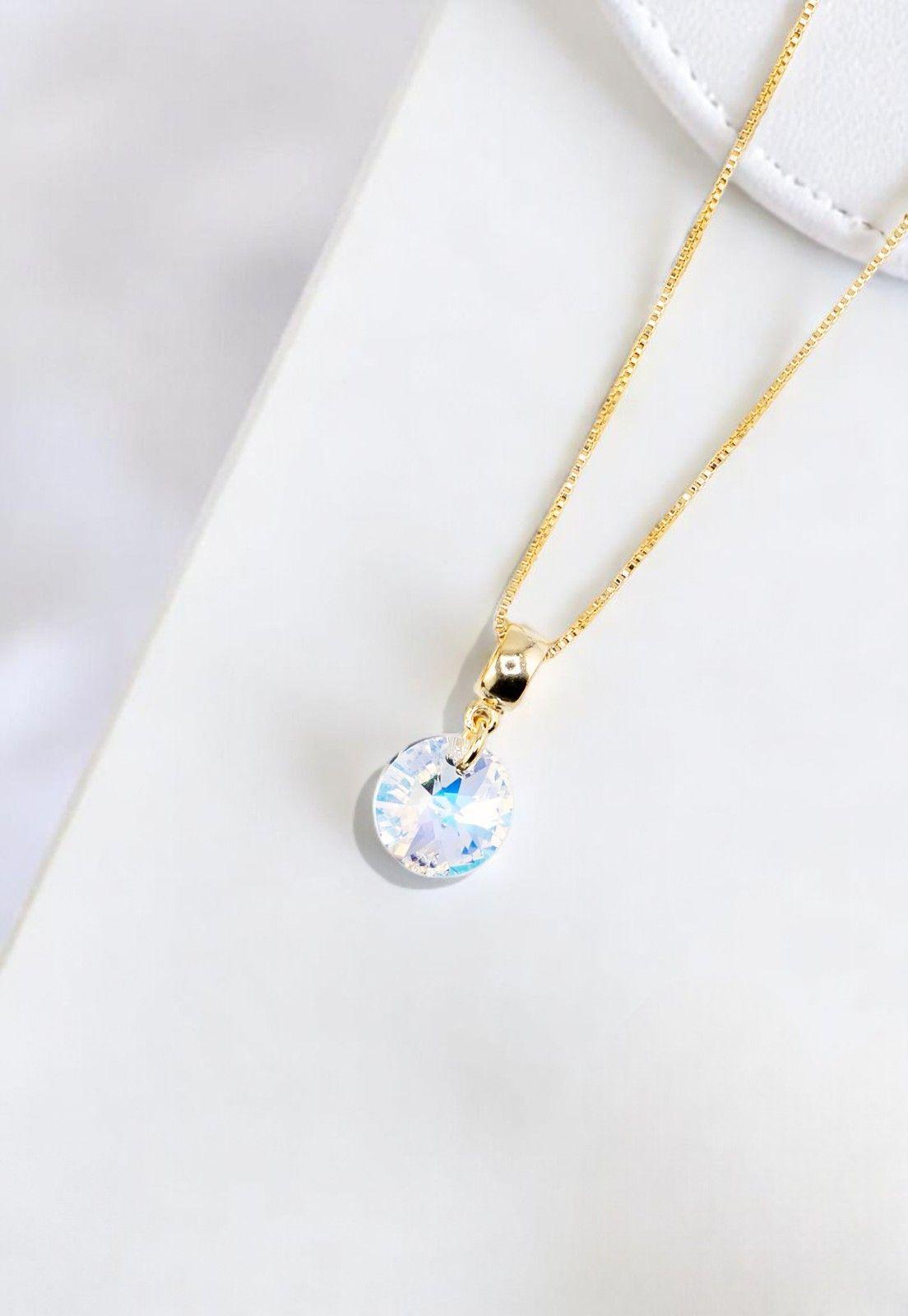 Collar Aurora Gold 24K Cristal Genuino Aurora Boreal-1