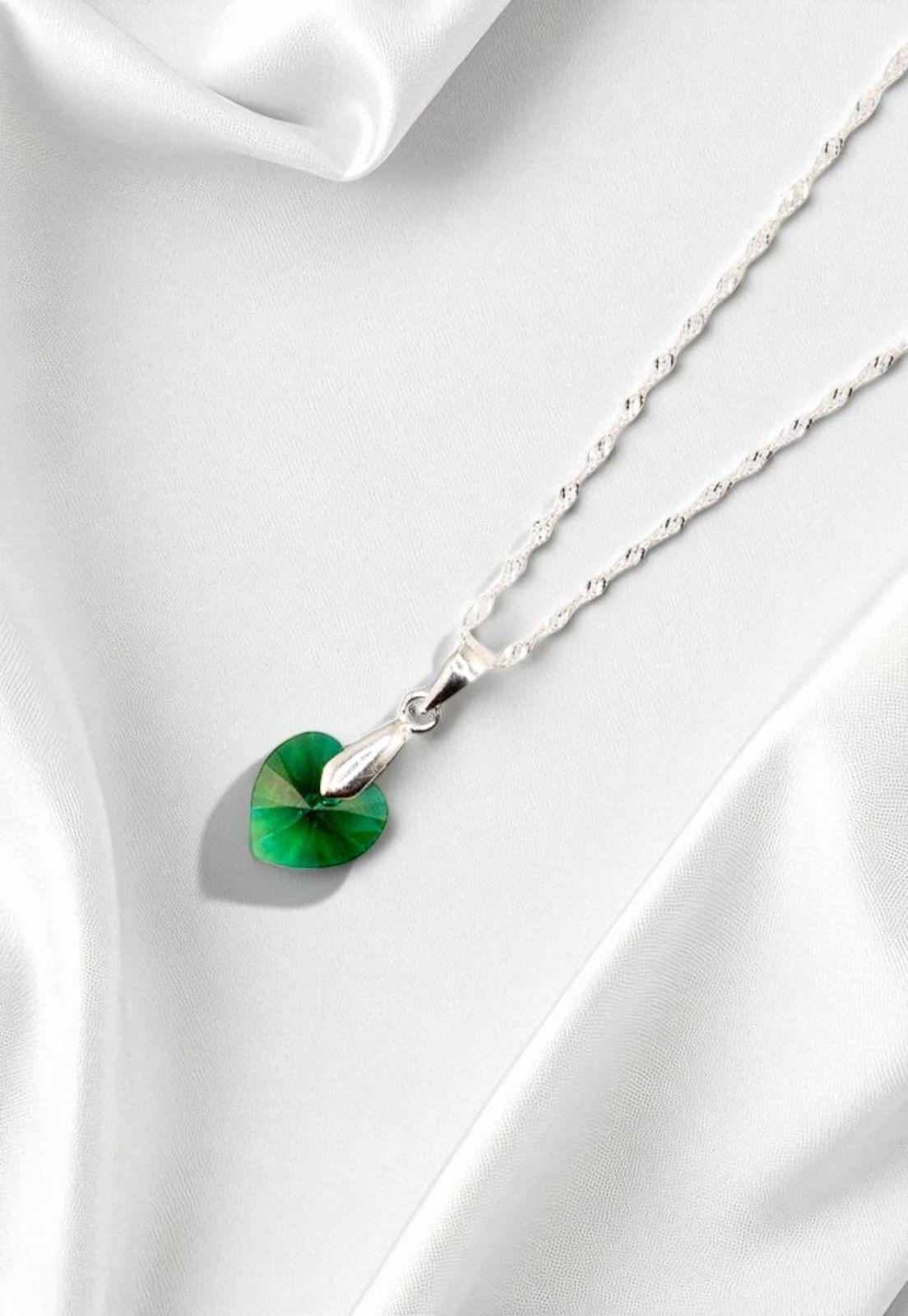 Collar Romance Plata Italiana 925 Cristal Genuino Emerald-2