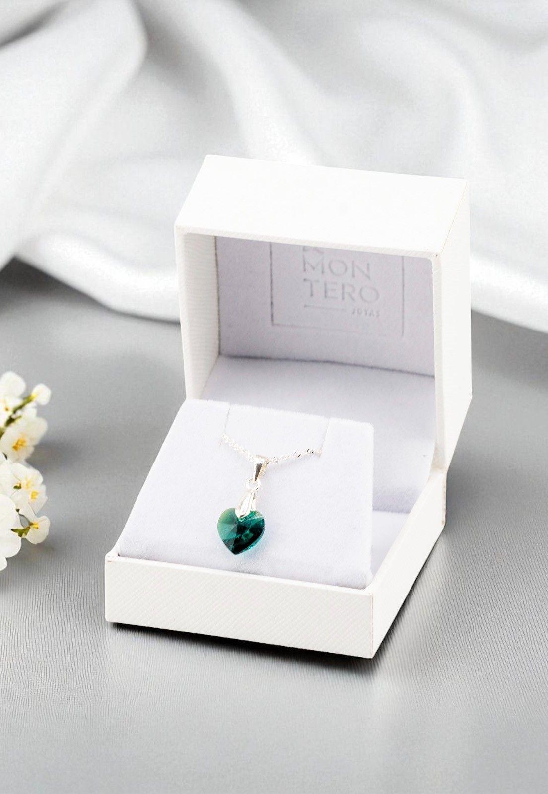 Collar Romance Plata Italiana 925 Cristal Genuino Emerald-5