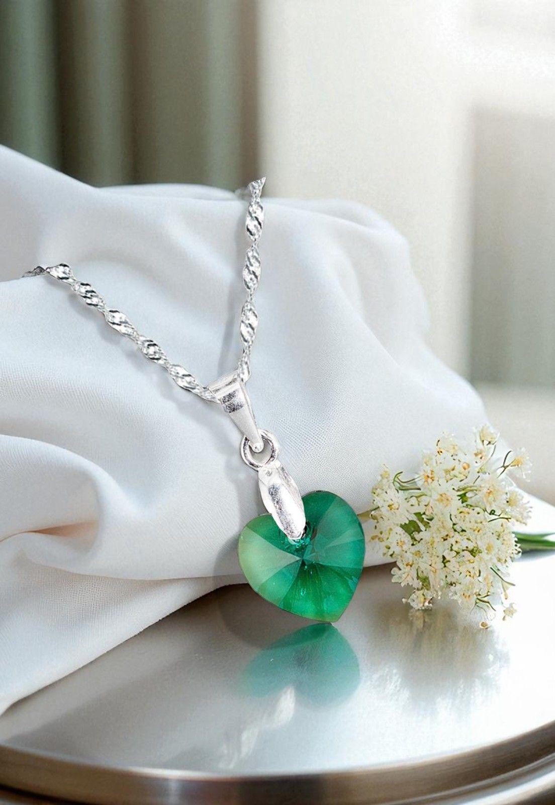 Collar Romance Plata Italiana 925 Cristal Genuino Emerald-2