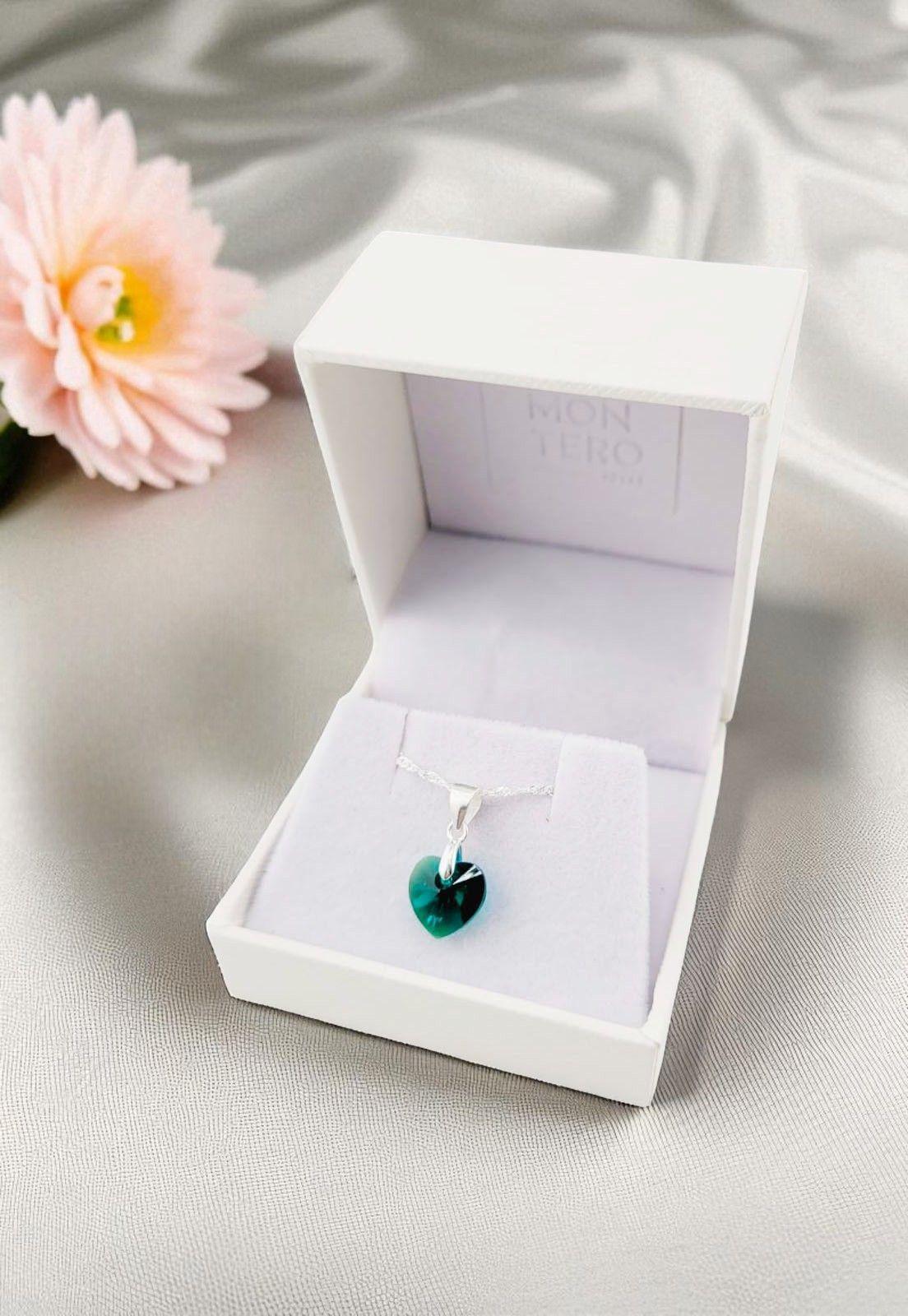 Collar Romance Plata Italiana 925 Cristal Genuino Emerald-3