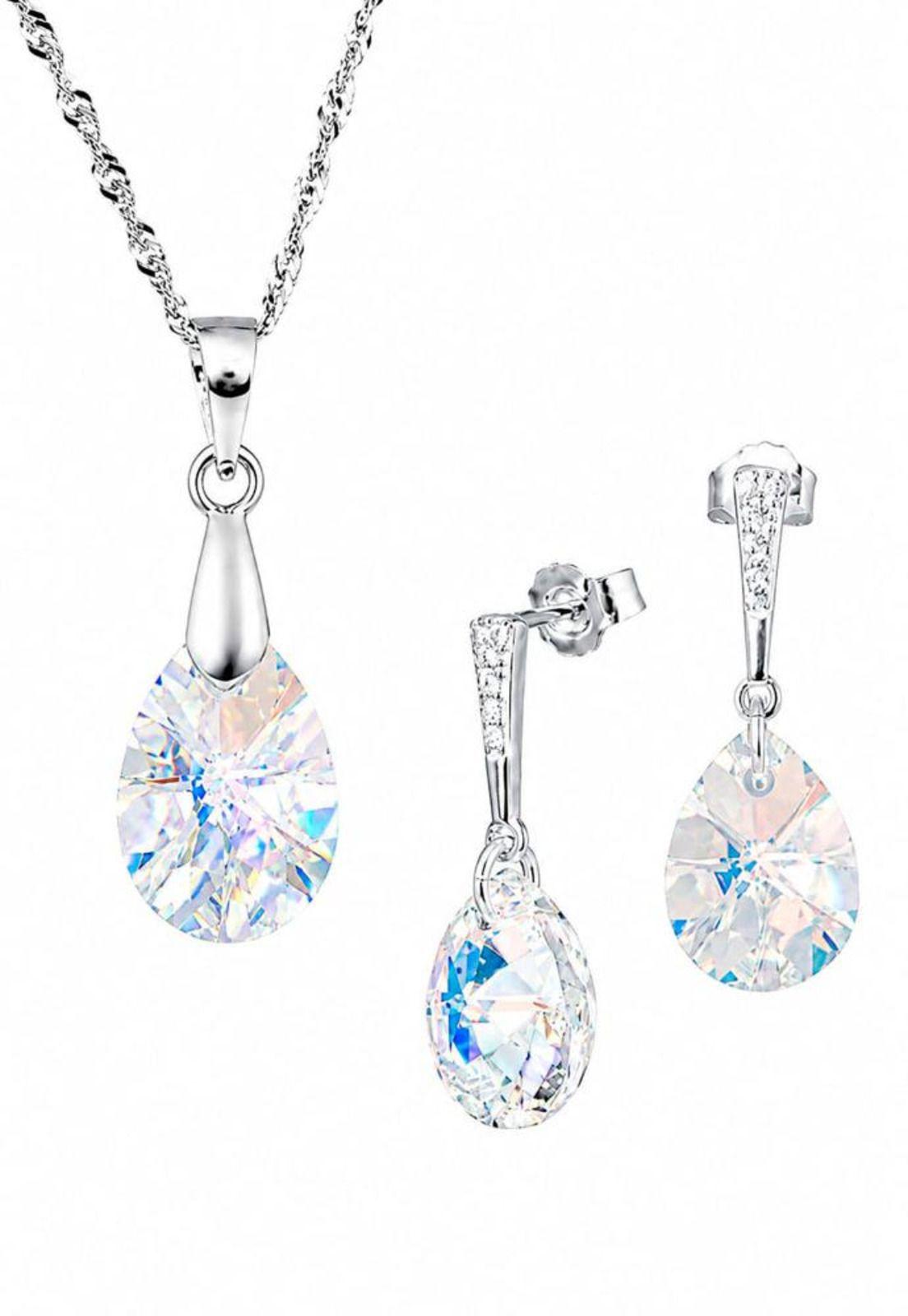 Conjunto Encanto Plata 925 Cristal Swarovski® Aurora Boreal-0