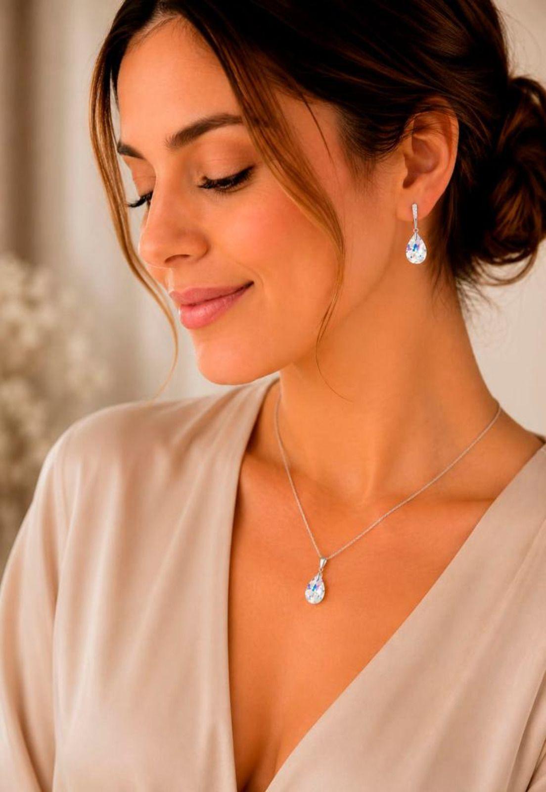 Conjunto Encanto Plata 925 Cristal Swarovski® Aurora Boreal-3