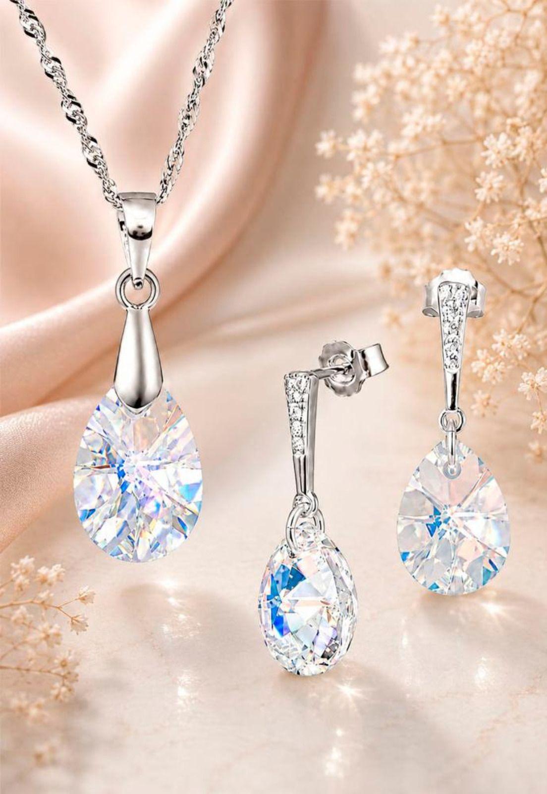 Conjunto Encanto Plata 925 Cristal Swarovski® Aurora Boreal-4