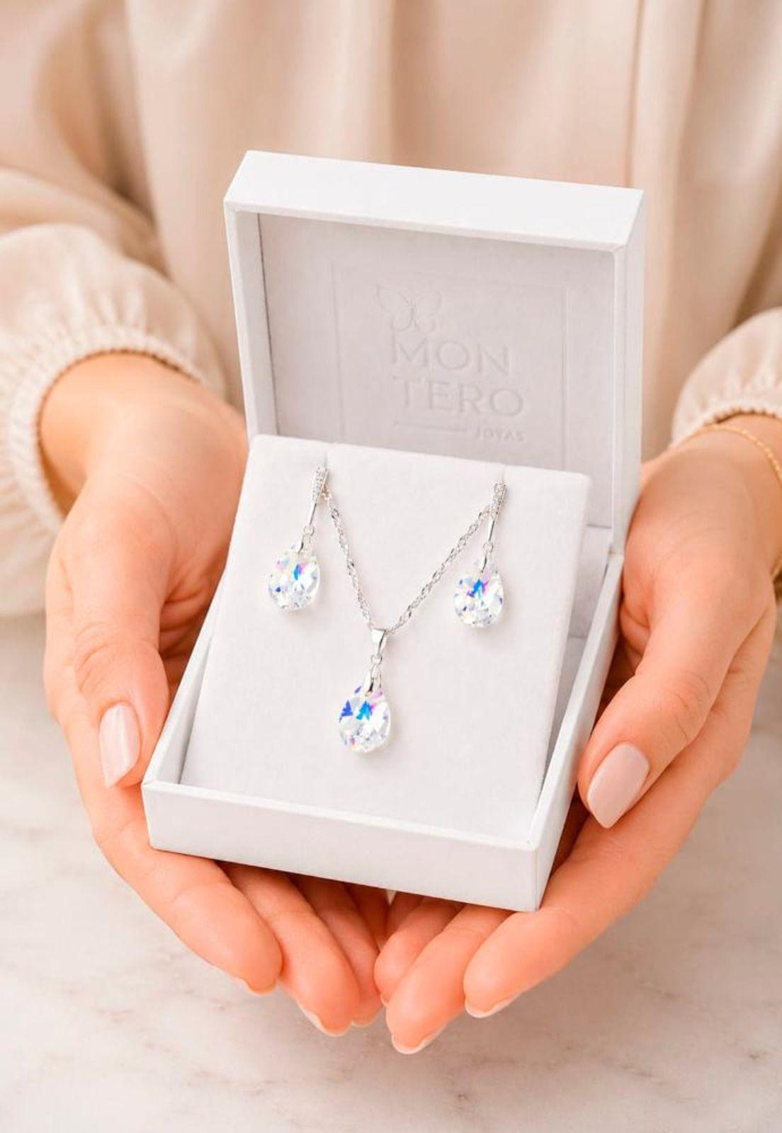 Conjunto Encanto Plata 925 Cristal Swarovski® Aurora Boreal-5