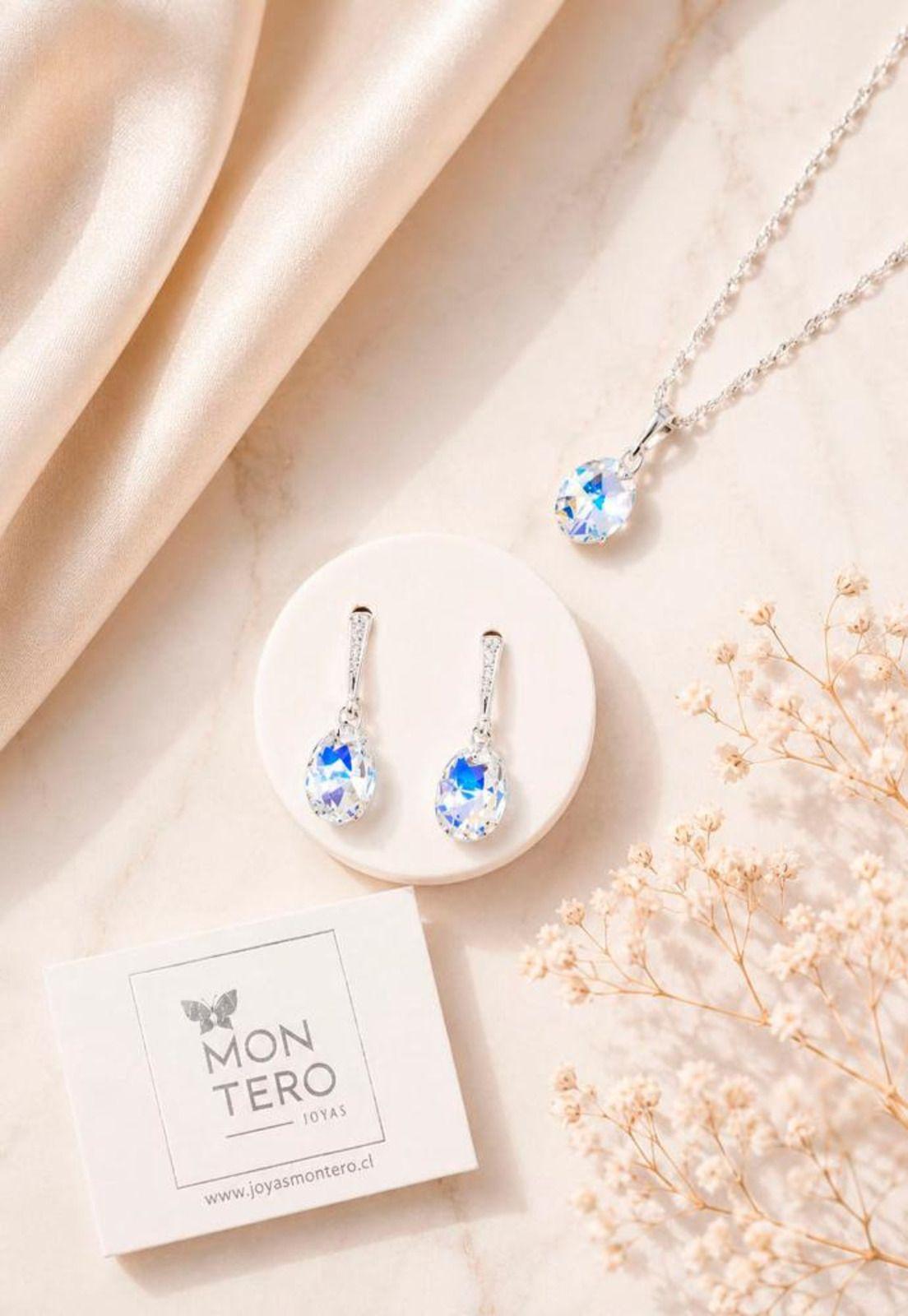 Conjunto Encanto Plata 925 Cristal Swarovski® Aurora Boreal-6