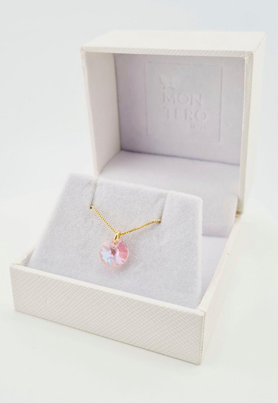 Collar Punto de Luz Gold Cristales Genuinos Light Rose-2