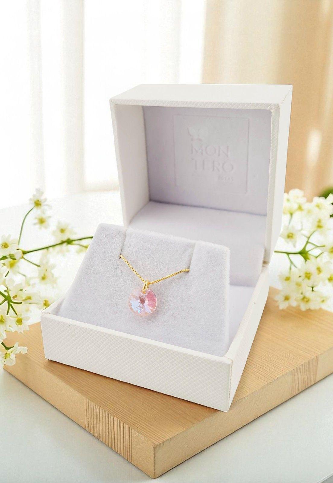 Collar Punto de Luz Gold Cristales Genuinos Light Rose-3