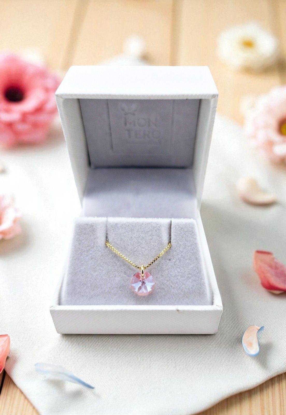 Collar Punto de Luz Gold Cristales Genuinos Light Rose-4