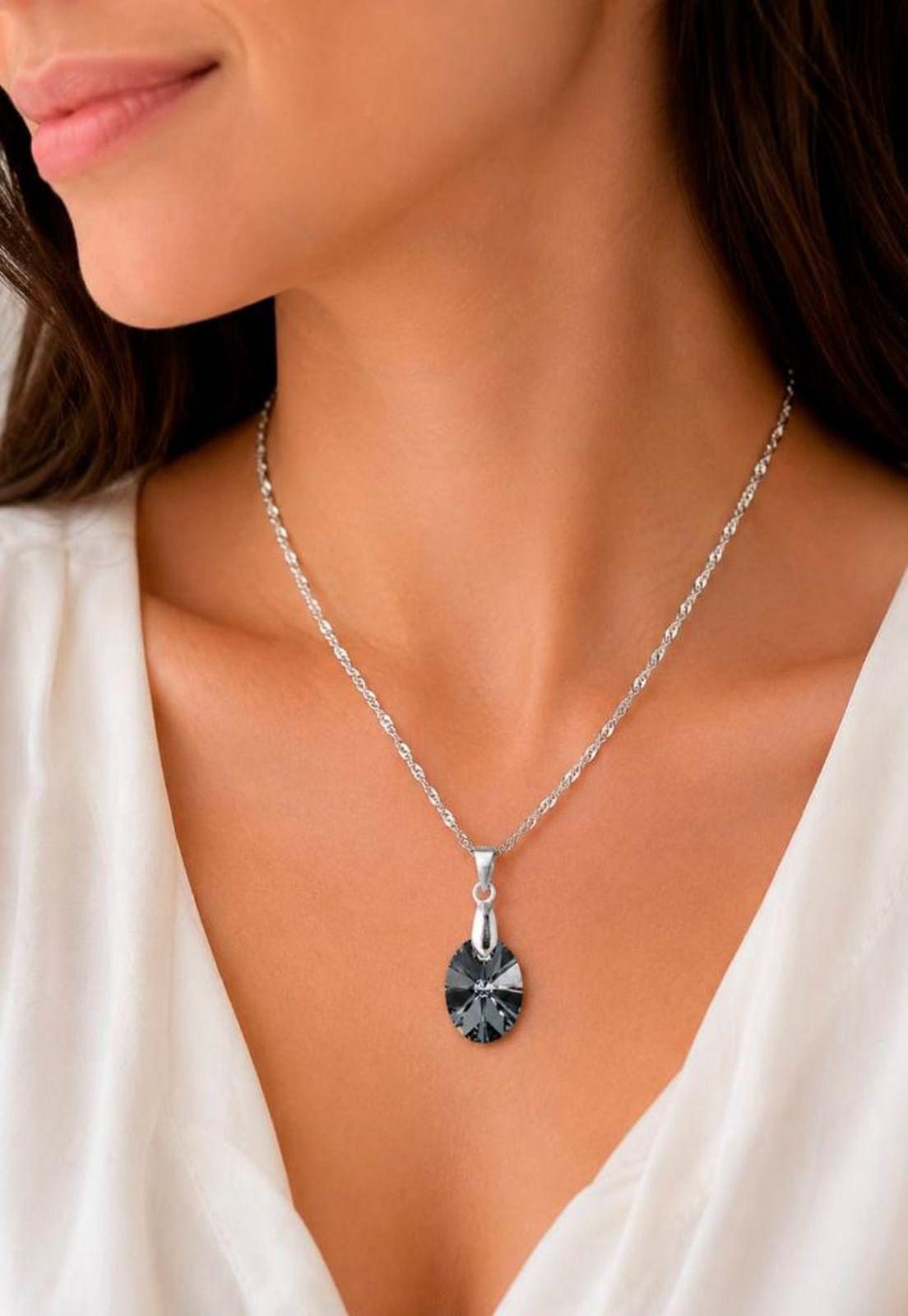 Collar Praga Plata 925 Cristal Swarovski® Silver Night-4