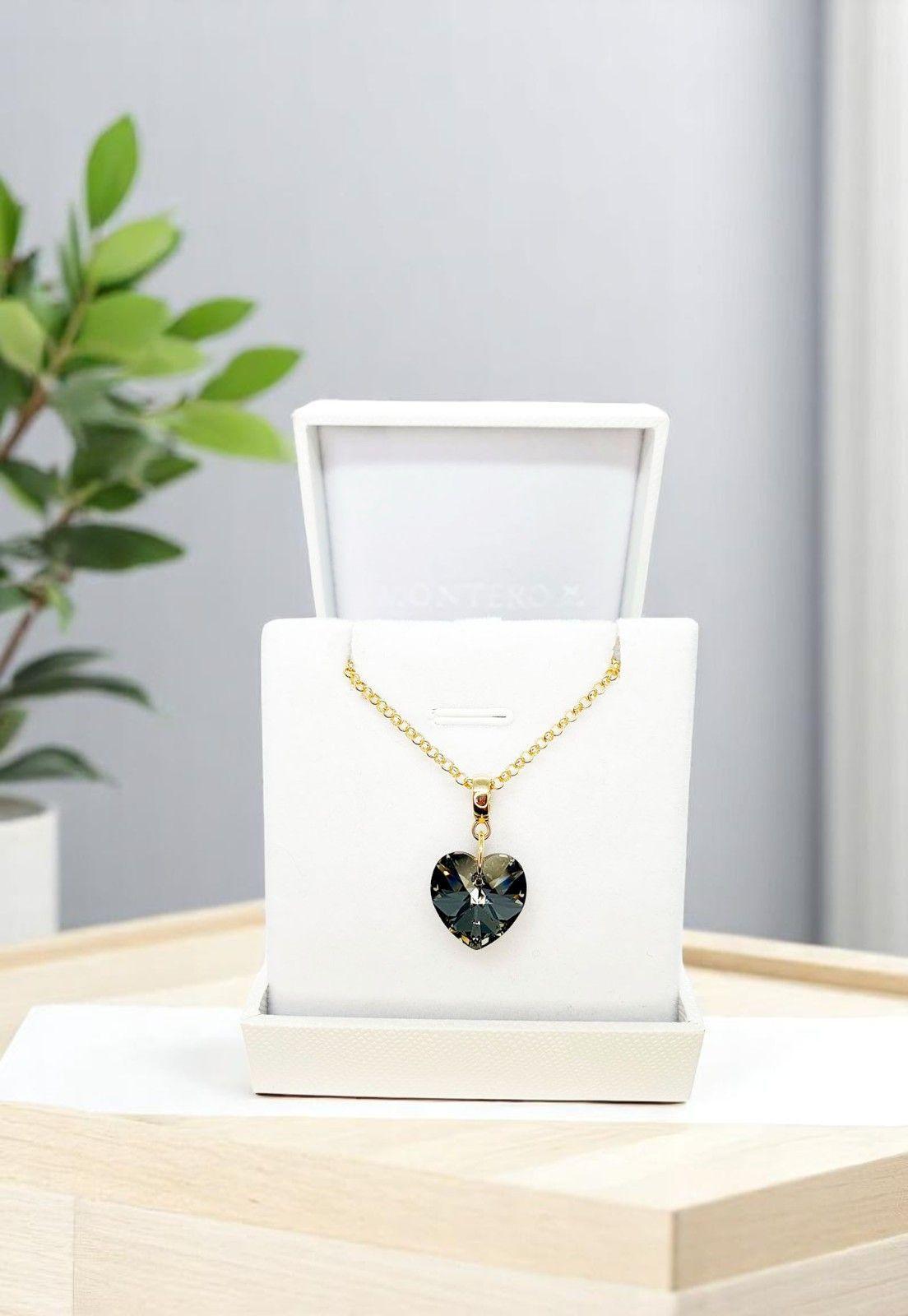 Collar Gran Romance Gold 24K Cristal Genuino Silver Night-3