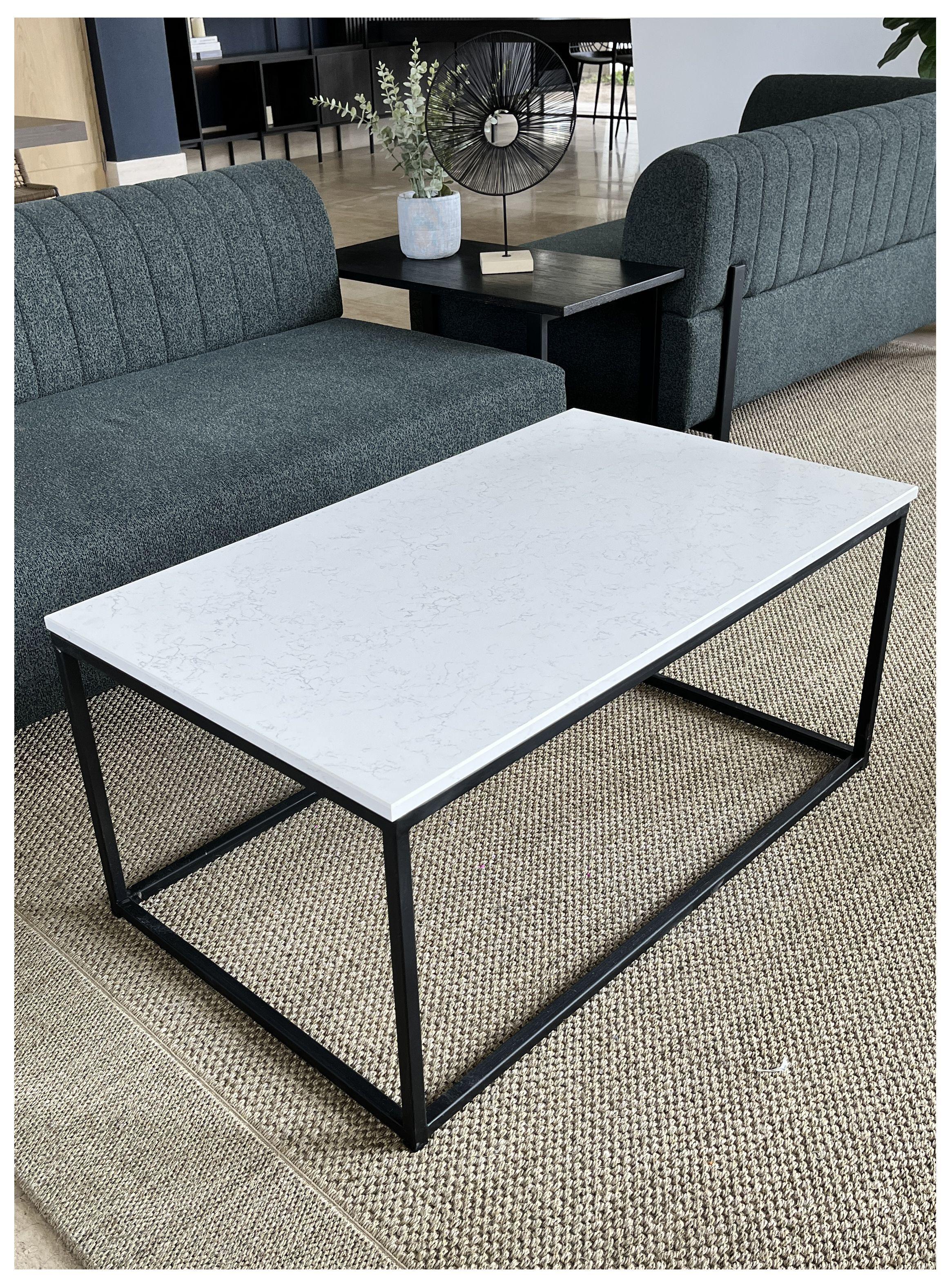 Mesa de Centro Cuarzo Blanco Carrara 100x60 cm-2