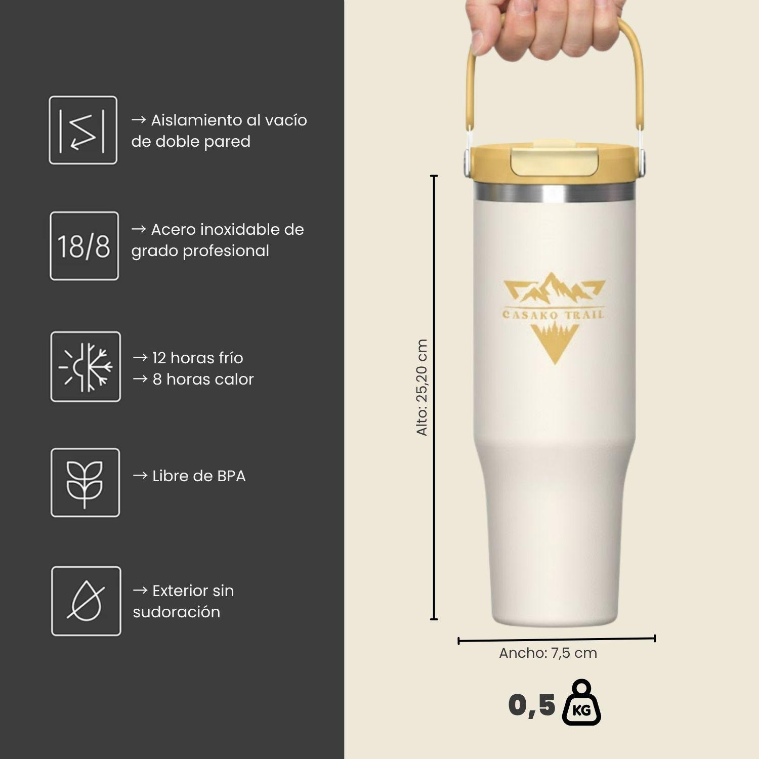 Tumbler térmico 1,2 L Flow KO-Lock a prueba de derrames Vainilla Ámbar-4