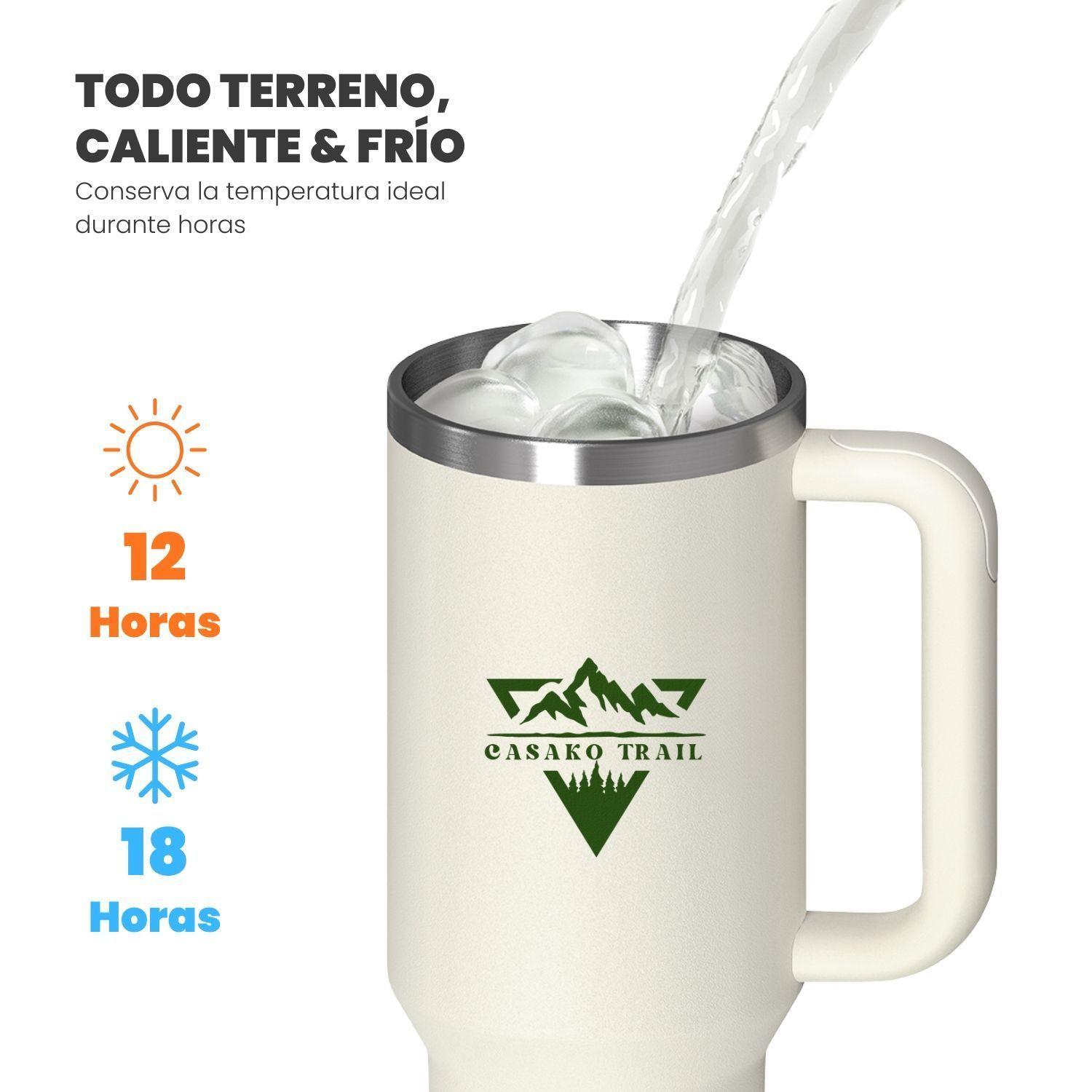 Tumbler térmico 1,2 L con asa y bombilla Trail acero inoxidable Marfil Starlight-3