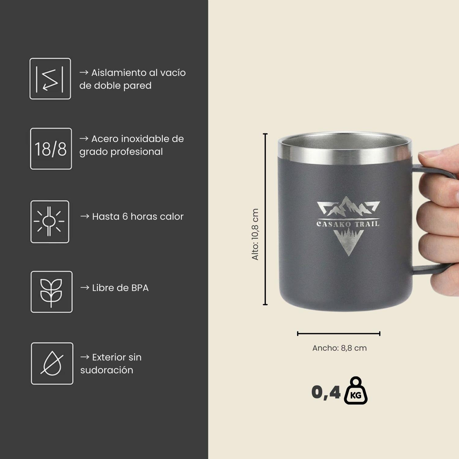 Mug térmico 350 ml set de 2 Slide Lid acero inoxidable Negro Volcánico-2