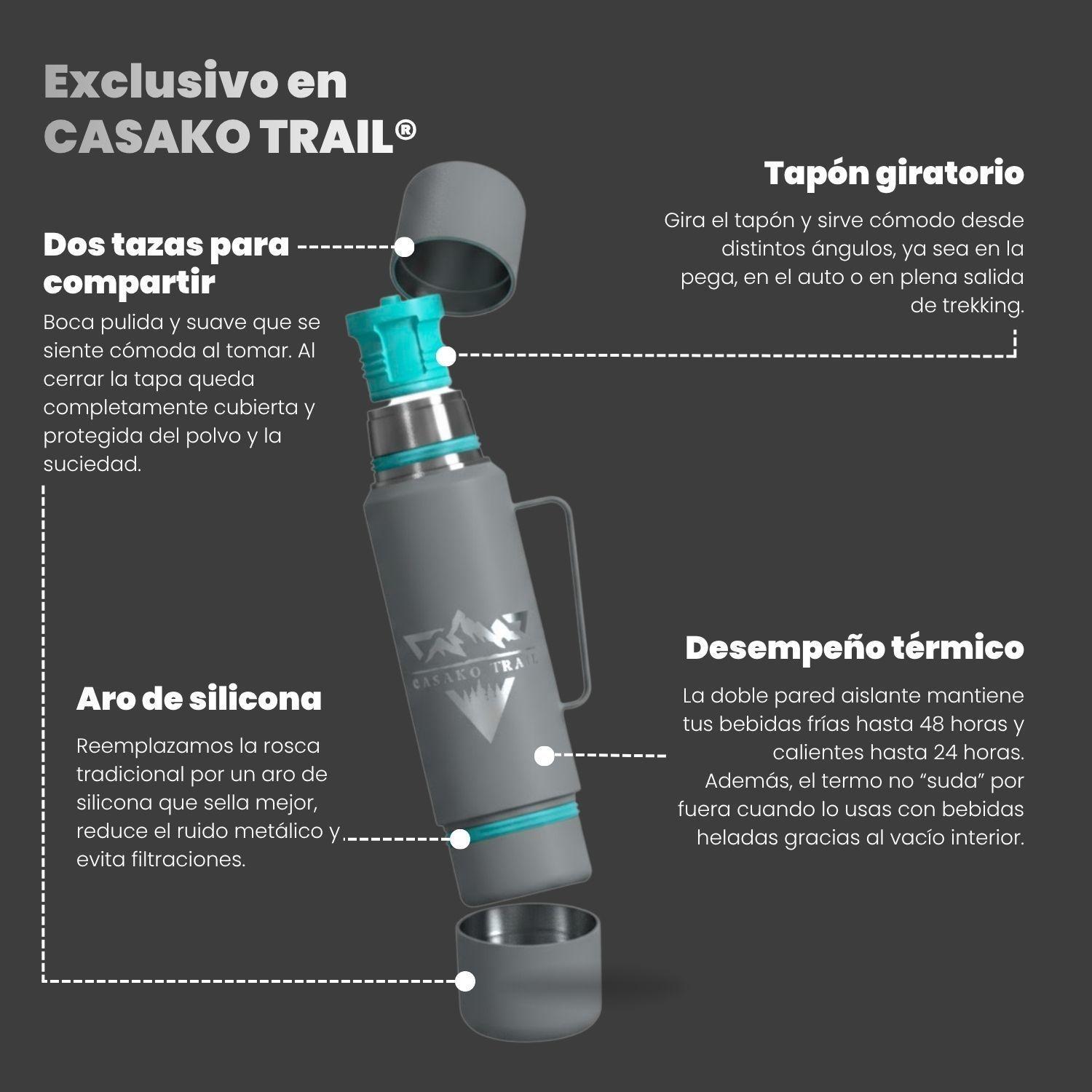 Termo térmico 1,2 L con asa acero inoxidable Gris Granito-2