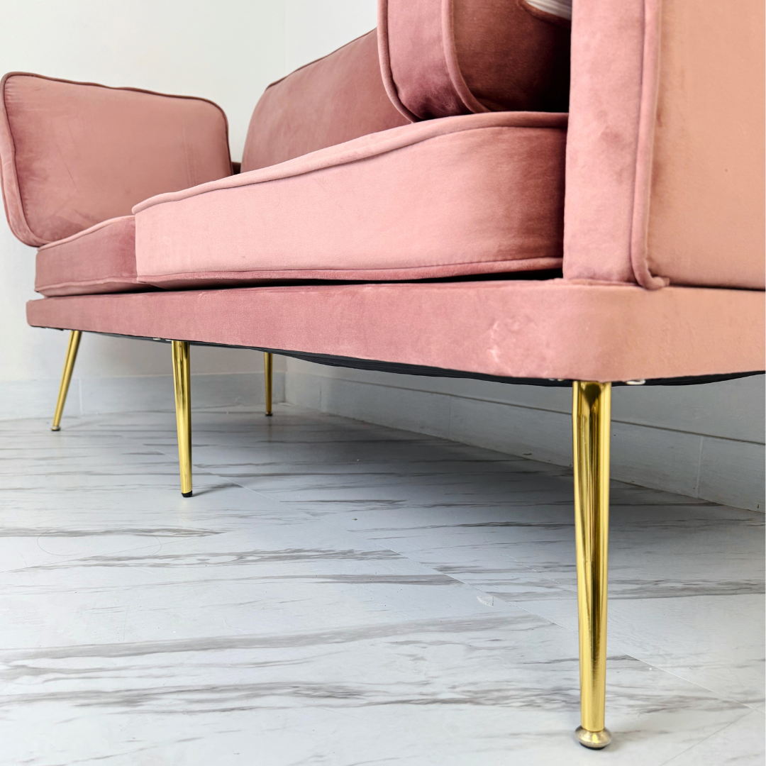 Sofá Rosa Velvet de Felpa Modelo Olympia (Mgr Muebles)-2