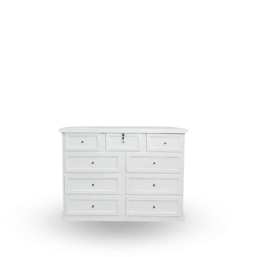 COMODA DE MADERA 9 CAJONES COLOR BLANCO-0