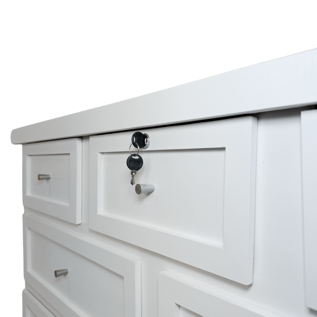COMODA DE MADERA 9 CAJONES COLOR BLANCO-2