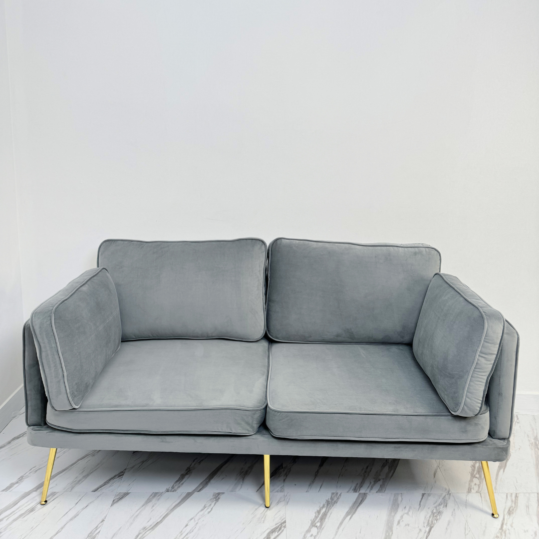 SOFA 3 CUERPOS GRIS FELPA 160X70X80 CM DE ALTO MODELO OLYMPIA (Mgr Muebles)-0