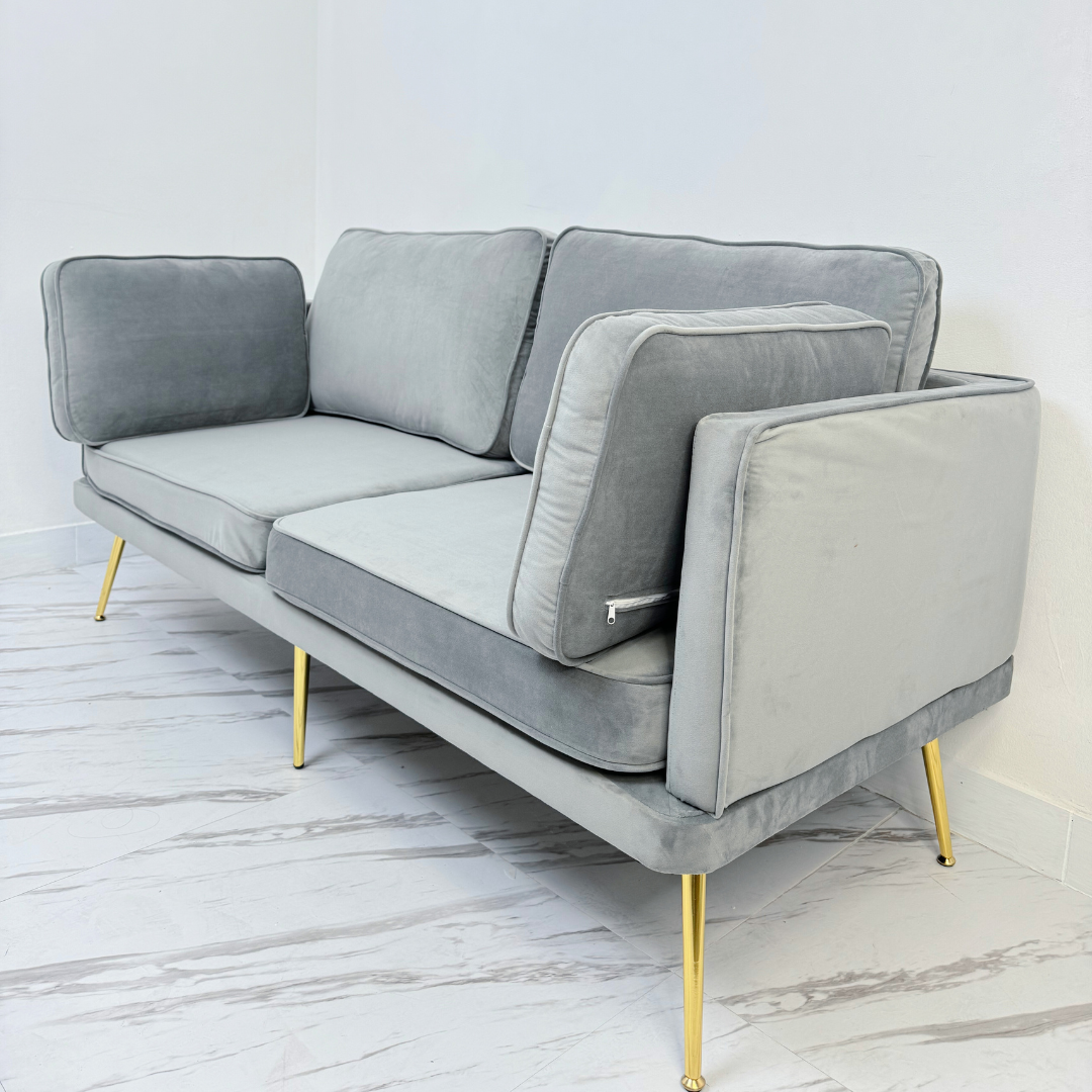 SOFA 3 CUERPOS GRIS FELPA 160X70X80 CM DE ALTO MODELO OLYMPIA (Mgr Muebles)-1