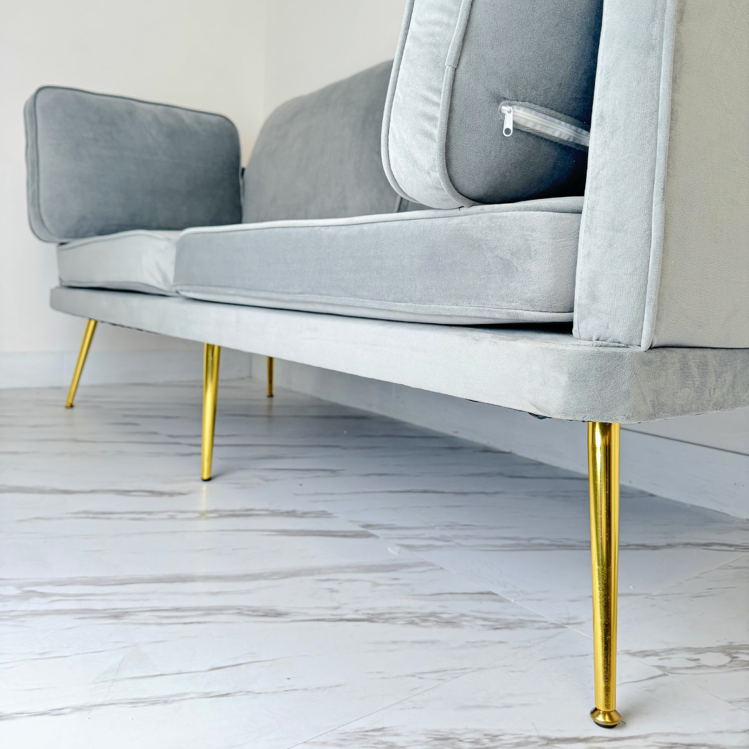 SOFA 3 CUERPOS GRIS FELPA 160X70X80 CM DE ALTO MODELO OLYMPIA (Mgr Muebles)-2