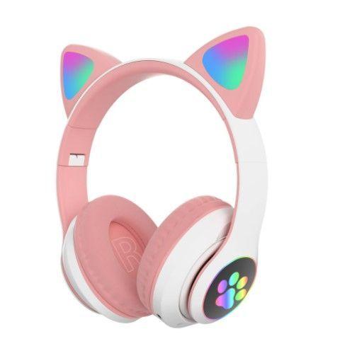 Audífonos Inalámbricos Diseño de Gato y Efectos de Luz ROSA-0