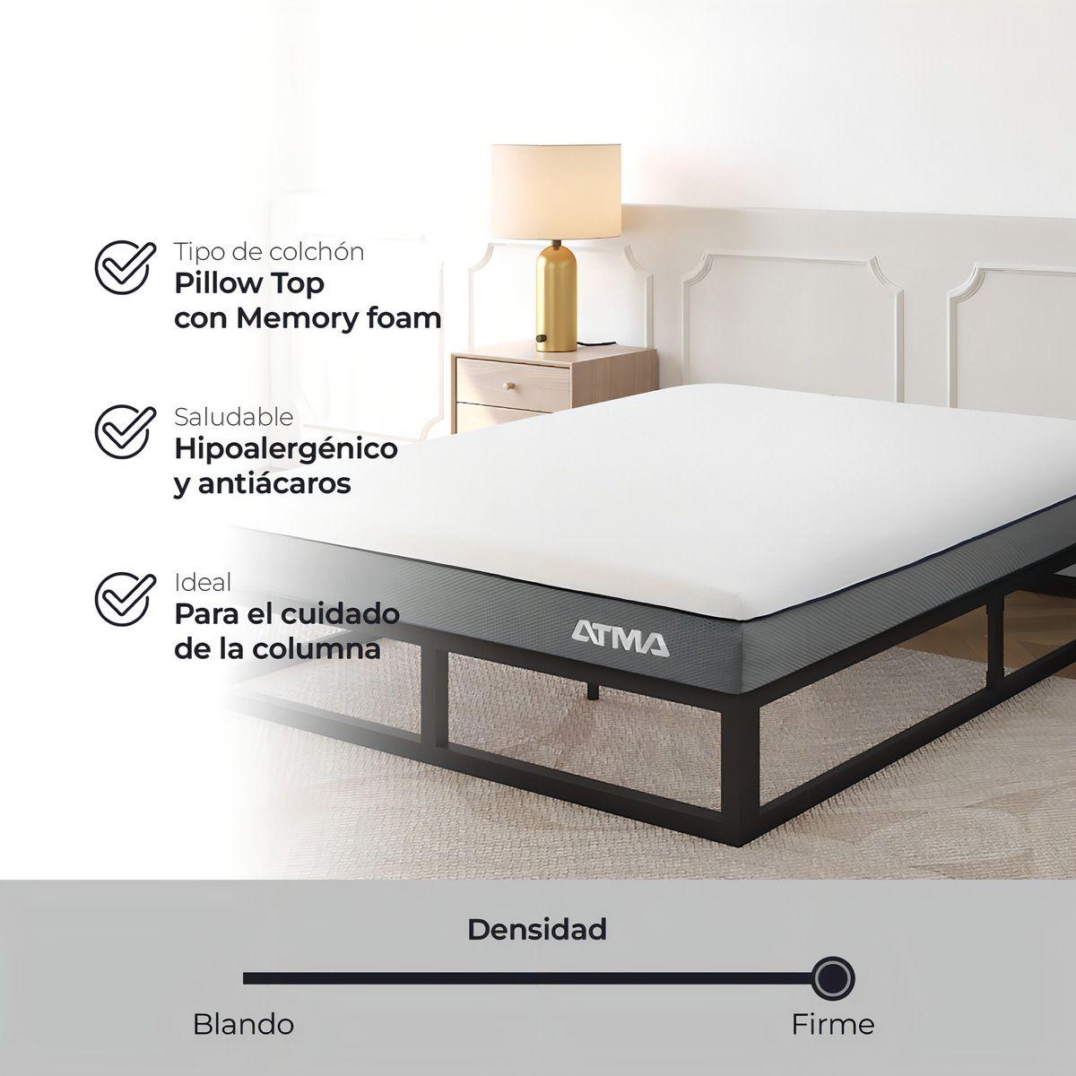 Atma Colchón Smooth Top 2 Plazas 29 Cm Ortopédico Blanco-7
