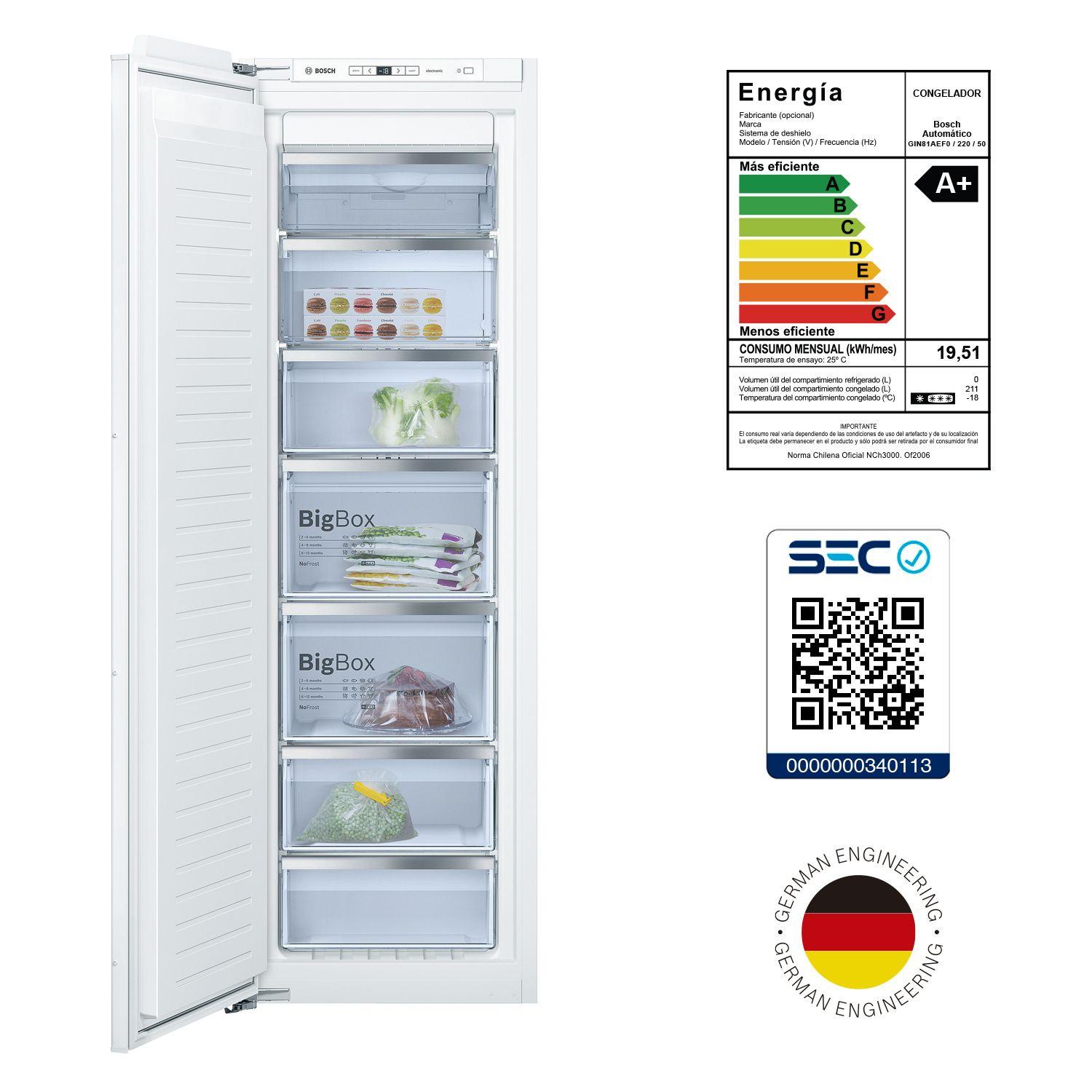 Congeladora Integrable Inverter No Frost Bosch 211lts-9
