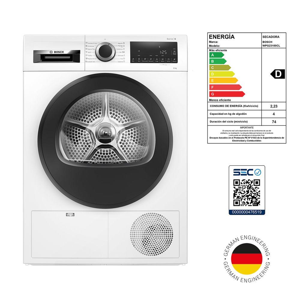 Secadora Frontal por Condensación 8 kg Bosch WPG23100CL-5