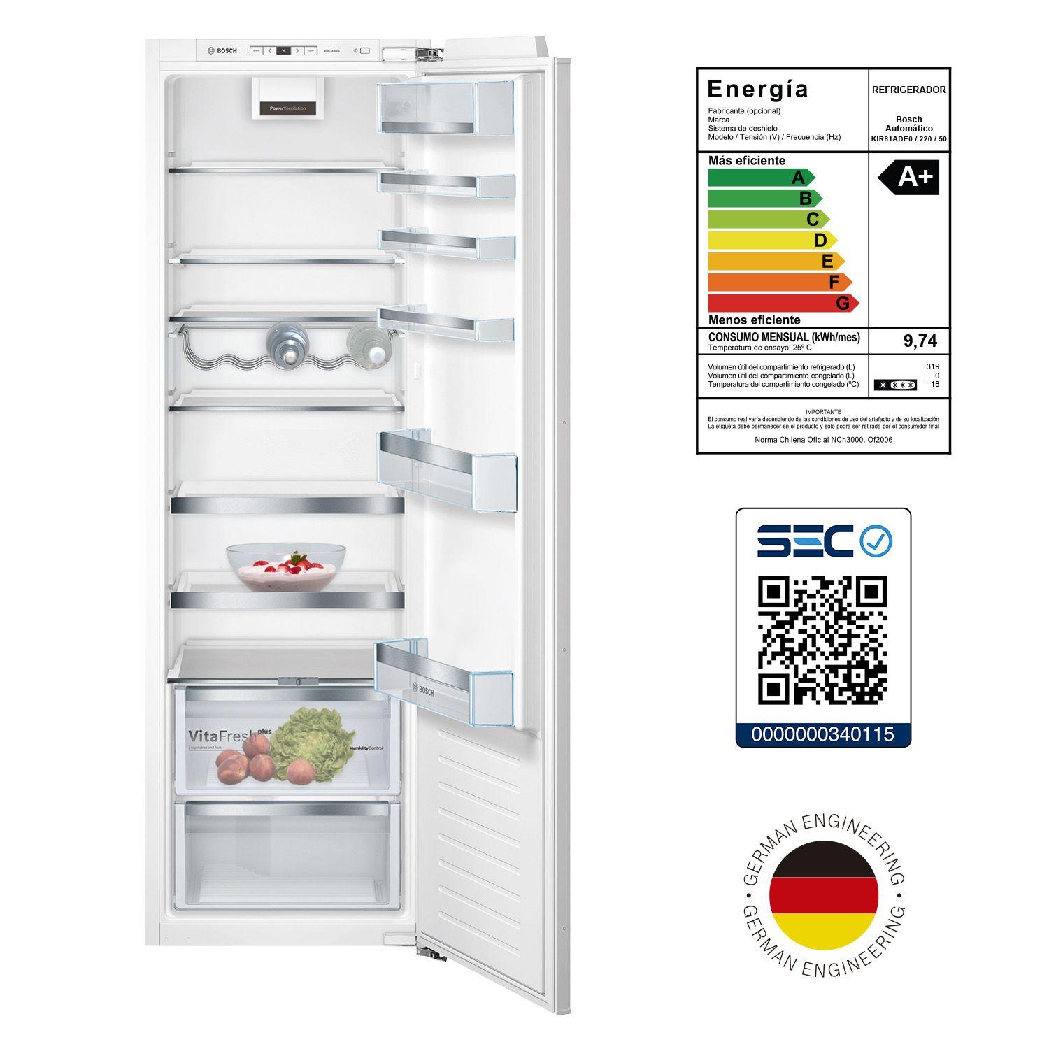 Refrigerador No Frost Inverter Bosch 319L Integrable-6
