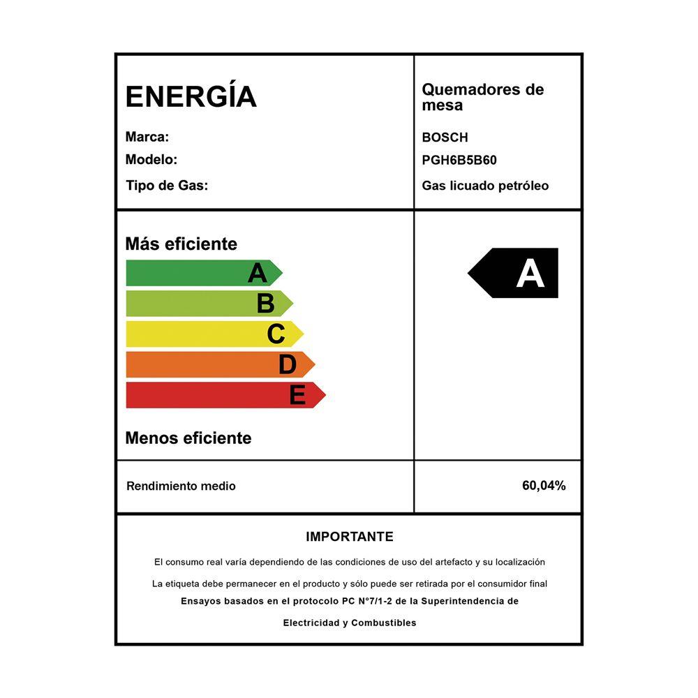 Encimera a Gas Bosch PGH6B5B60 60cm 4 quemadores Acero inox-8
