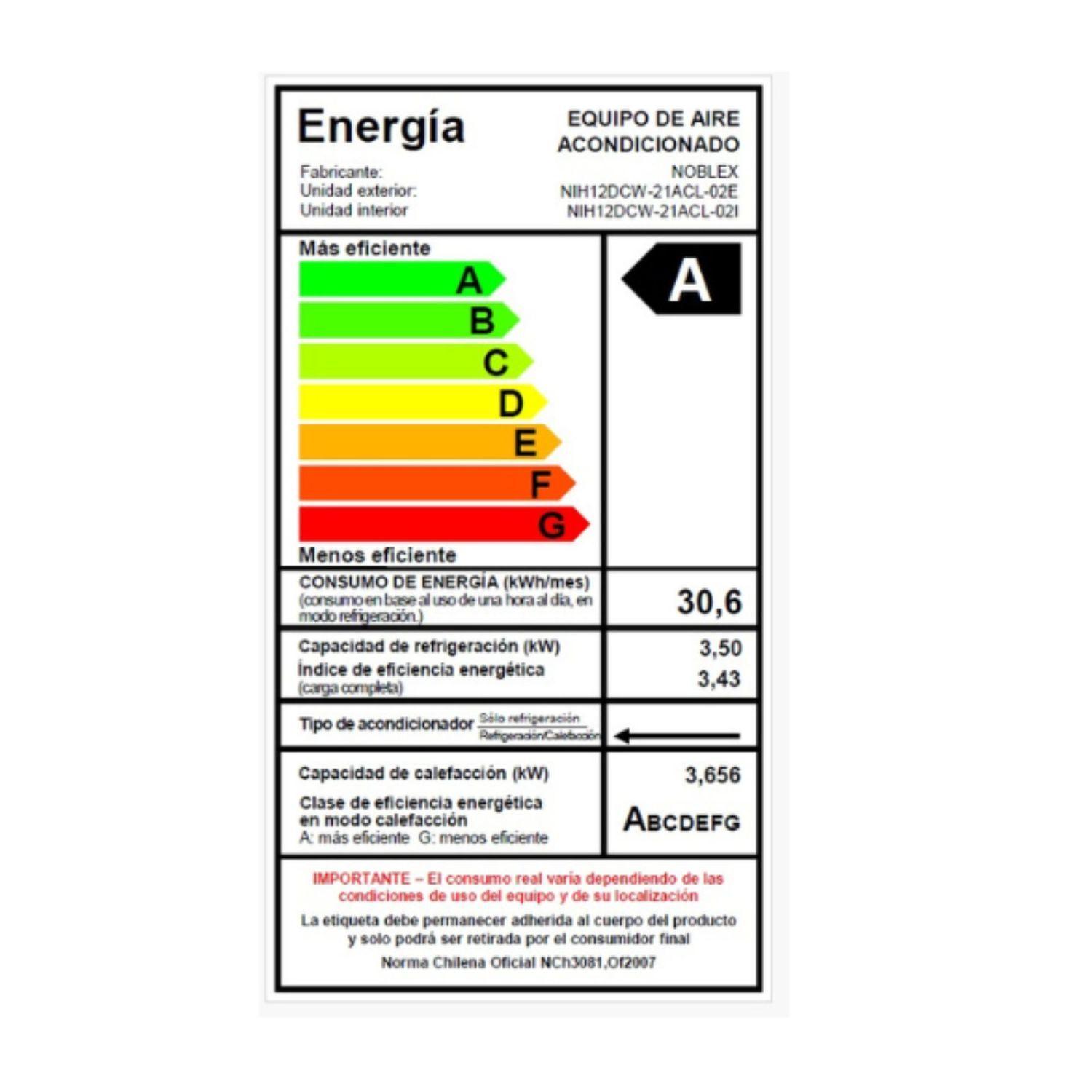 Aire Acondicionado Noblex Split Inverter Frío Calor 12000btu-7