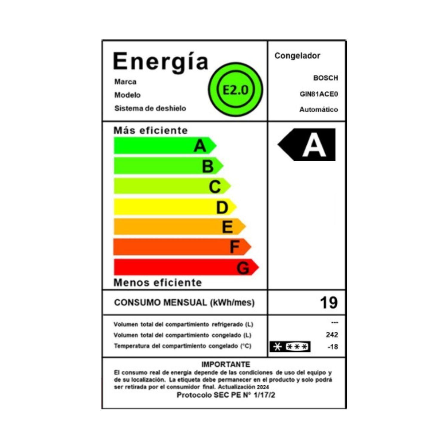 Congelador Integrable Bosch GIN81ACE0 212L No Frost Serie 6-7