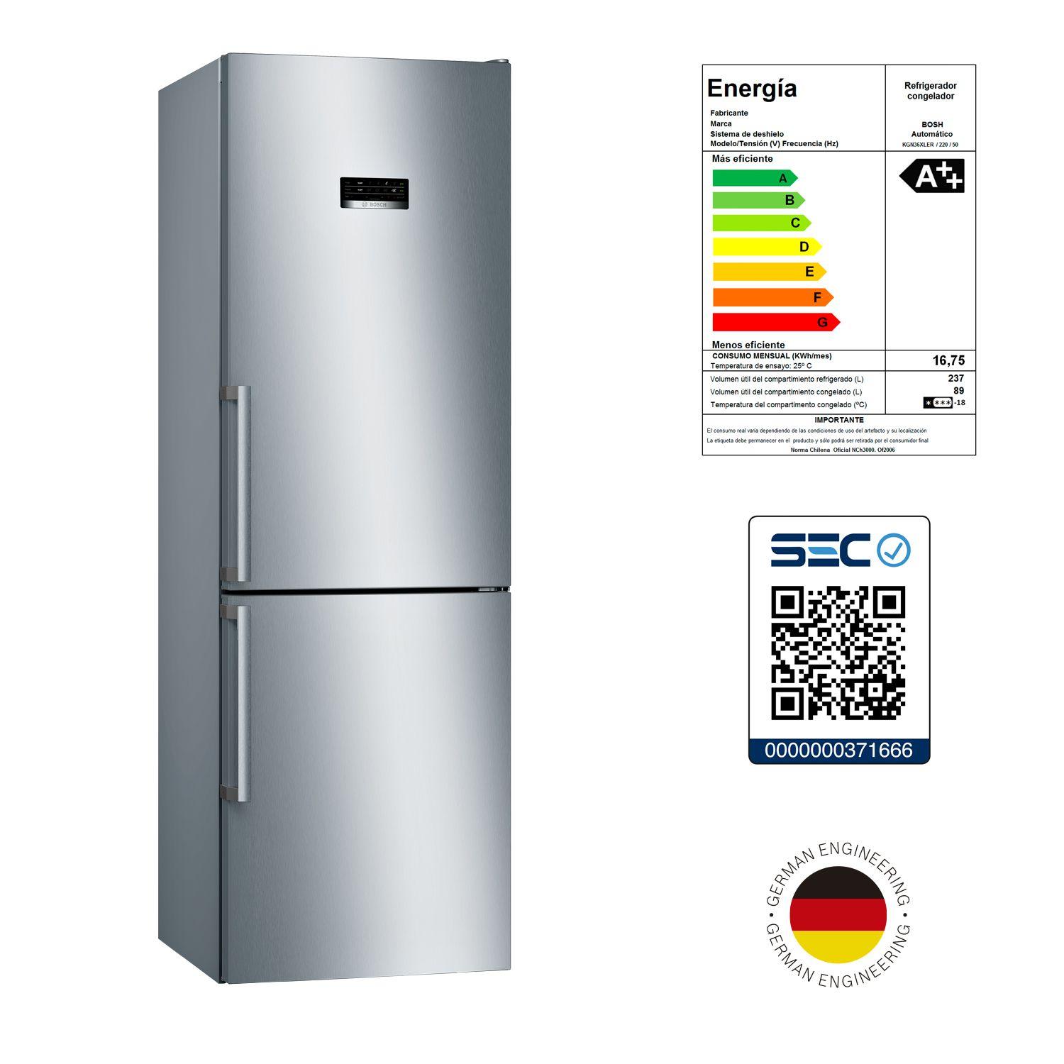 Refrigerador Bottom Freezer No Frost Bosch KGN36XLER 324L-5