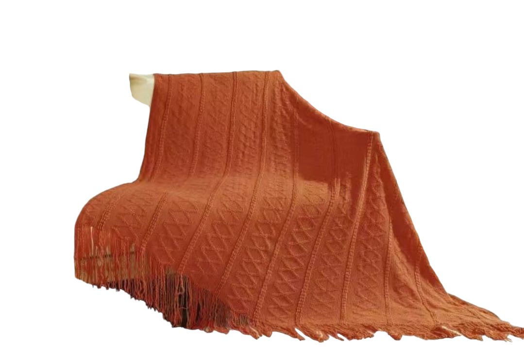 MANTA DECORATIVA PARA SOFA TEJIDA CON FLECOS-0