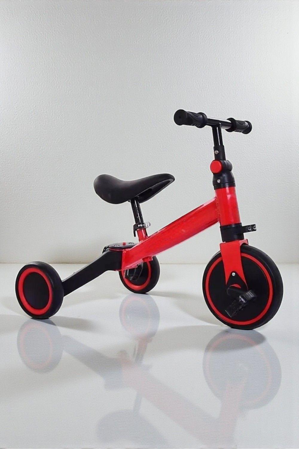 BICICLETA DE EQUILIBRIO Y TRICICLO 3 EN 1 PLEGABLE Rojo-1