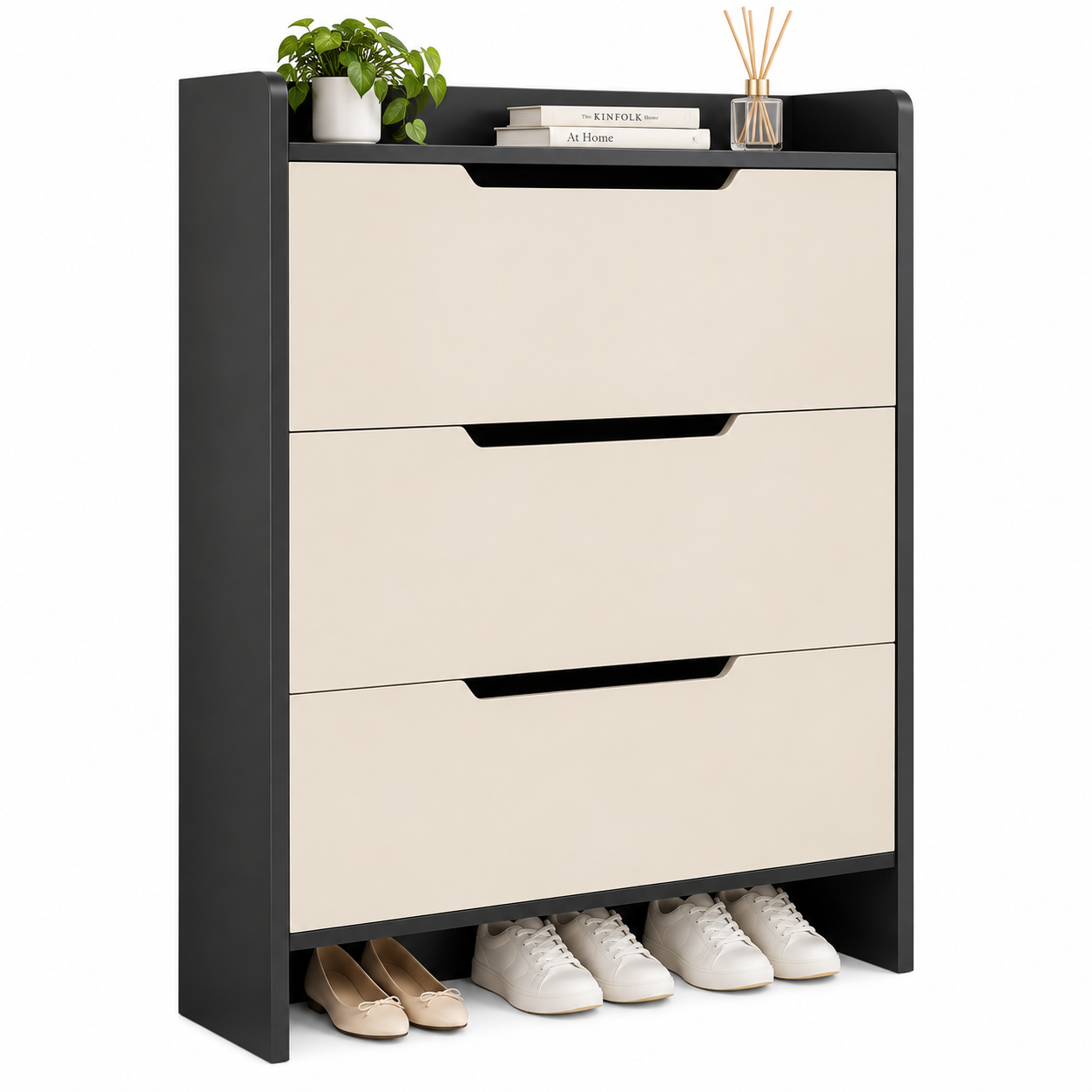 Zapatero Organizador Estante Armario 115Alto x 100 x 17cm Blanco gris-0
