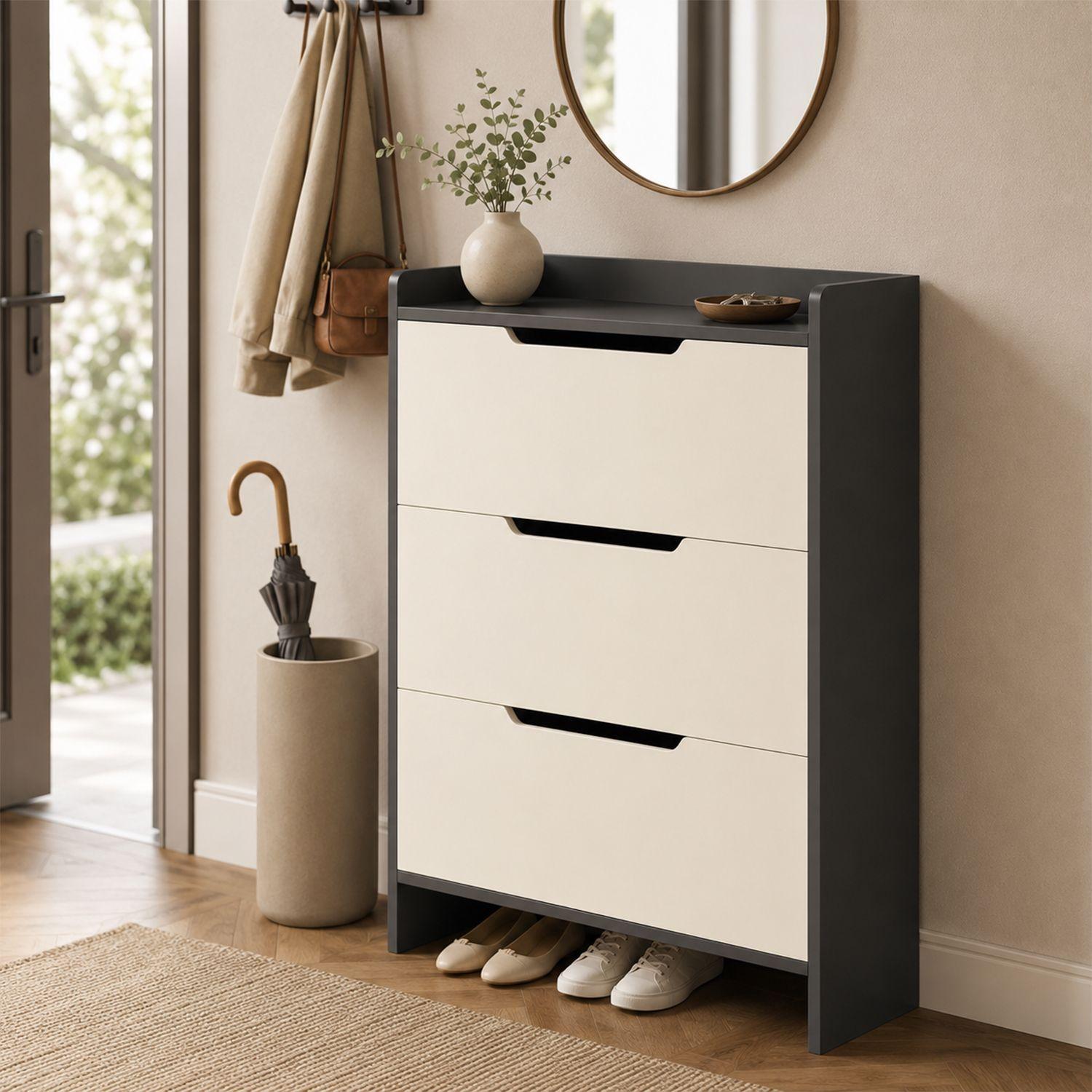 Zapatero Organizador Estante Armario 115Alto x 100 x 17cm Blanco gris-2