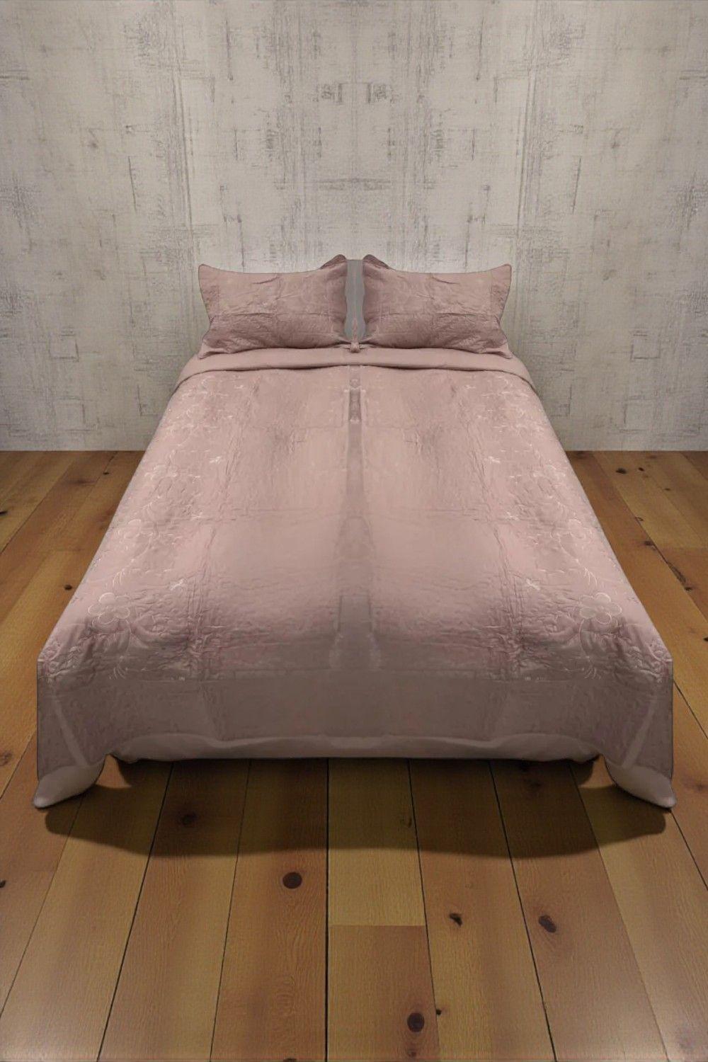 Cubrecama Quilt Verano Flores Bordadas King ROSA-1