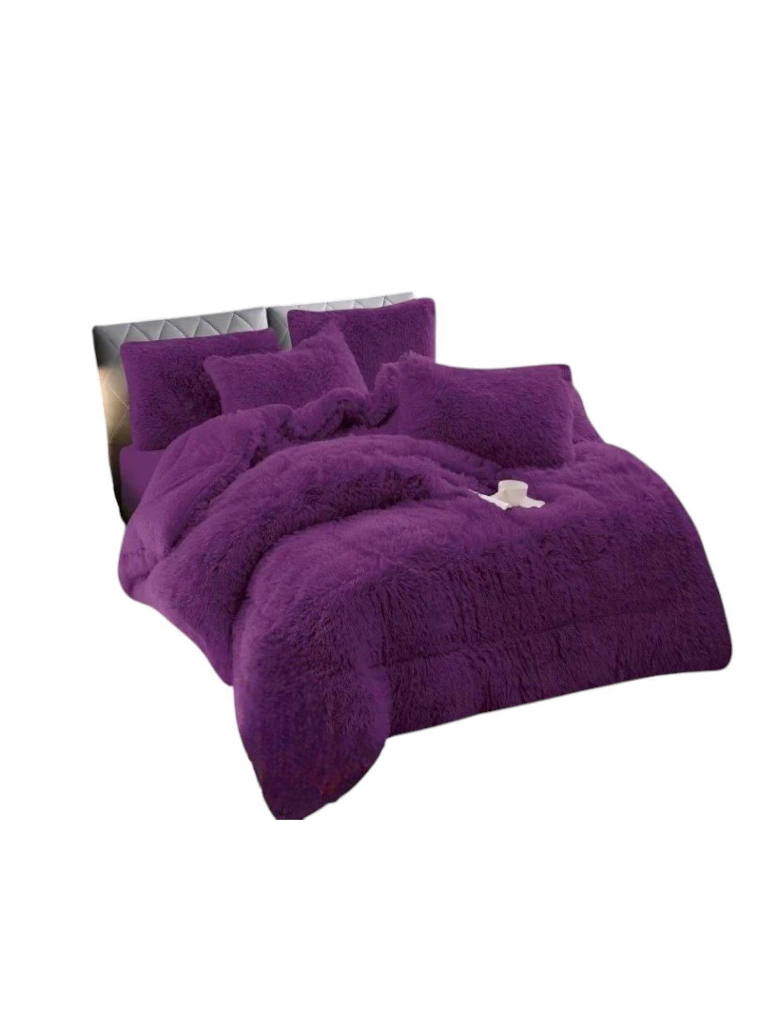 Cobertor de Invierno Peludo Con Chiporro Plaza y Media Color Morado-0